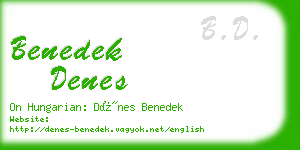 benedek denes business card